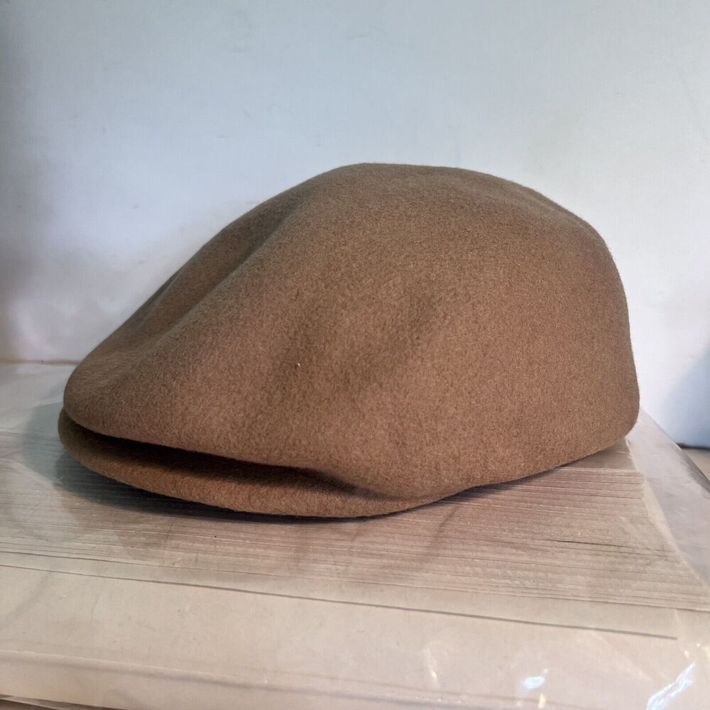 Vintage Bollman Co 100% Doeskin Felt Ascot Hat Mens Adults 21.75 Snap Brim Camel
